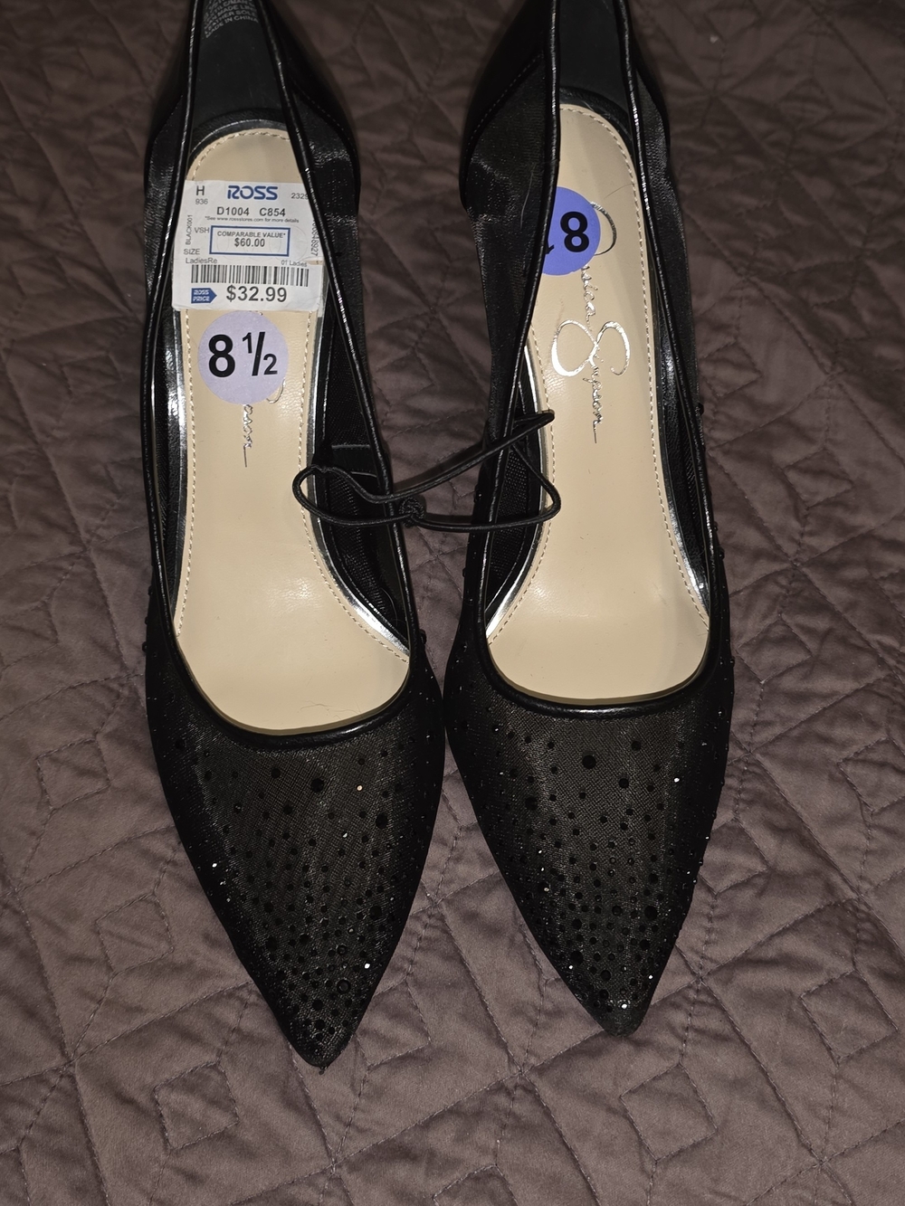Jessica Simpson Black Pointed Toe Rhinestone Pumps - Picture 2 of 4